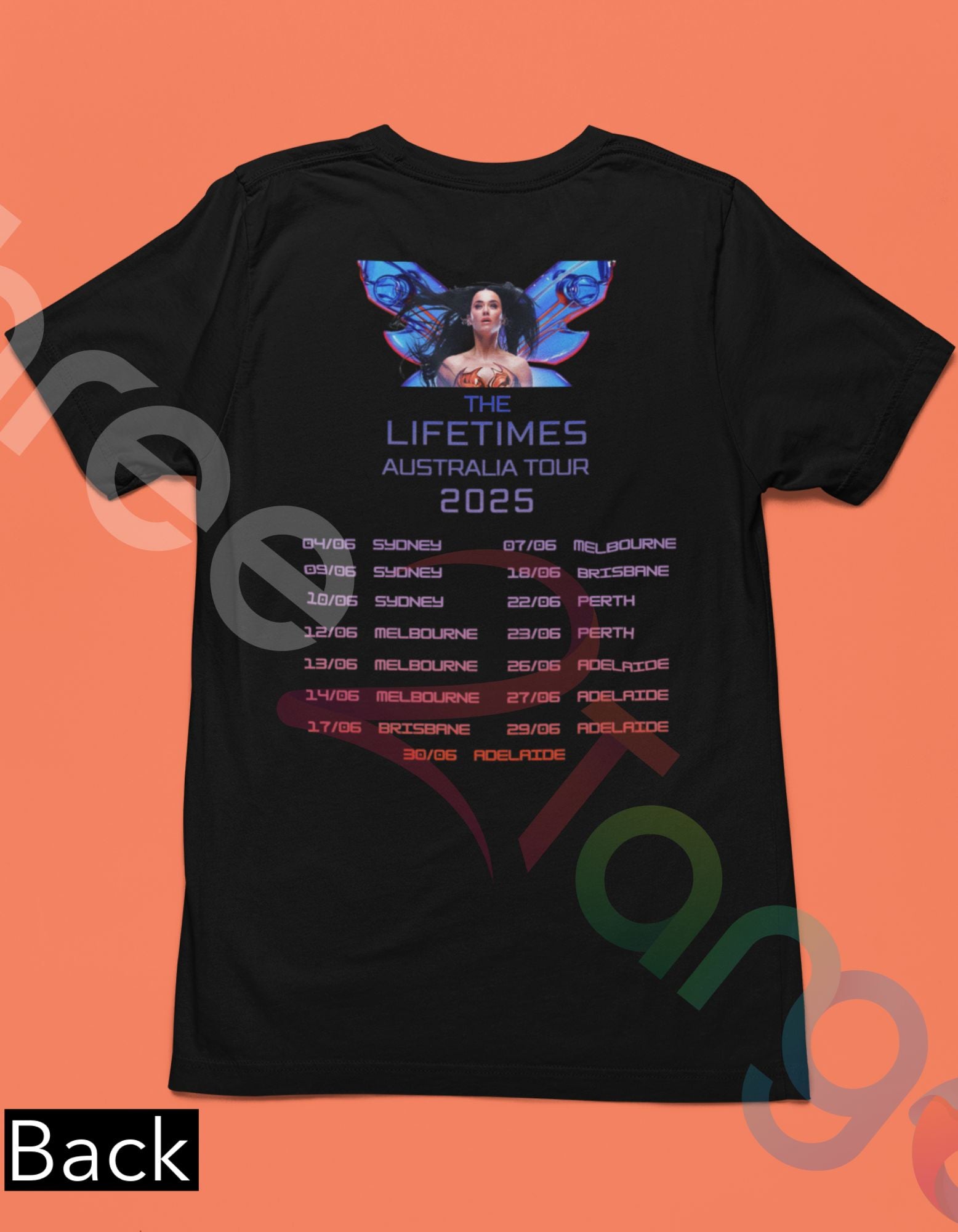 Katy Perry 2025 Australia Merch | The Lifetimes Tour Butterfly Tee