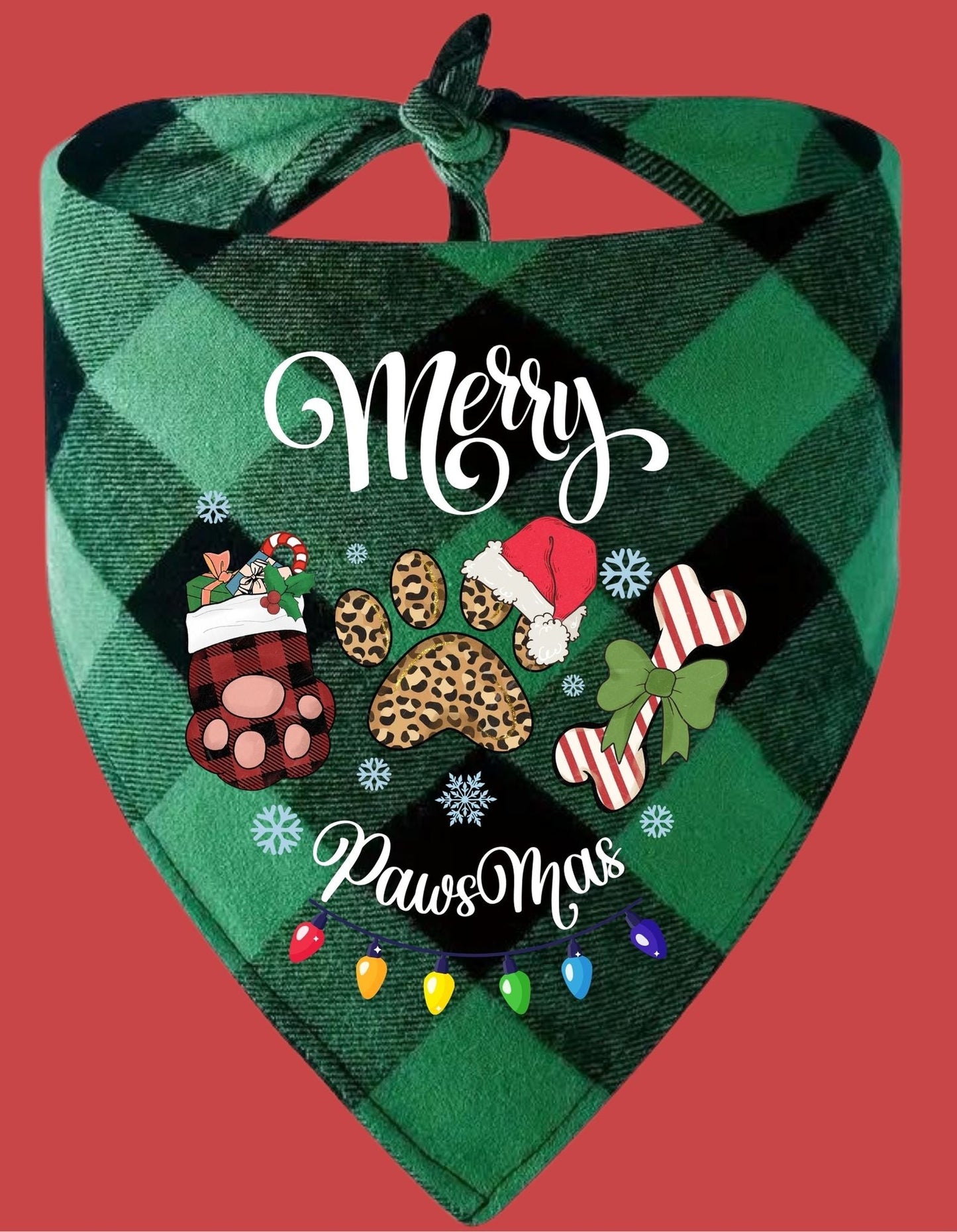 Christmas Dog Bandana - Merry Paws - Mas - Three2Tango Tee's