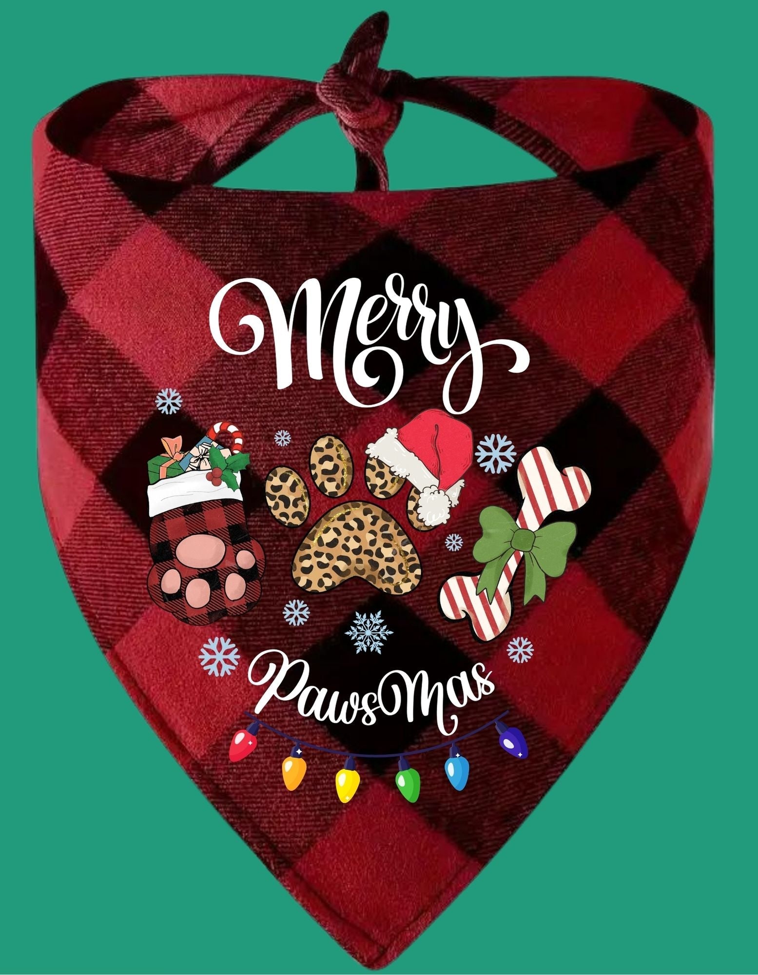 Christmas Dog Bandana - Merry Paws - Mas - Three2Tango Tee's