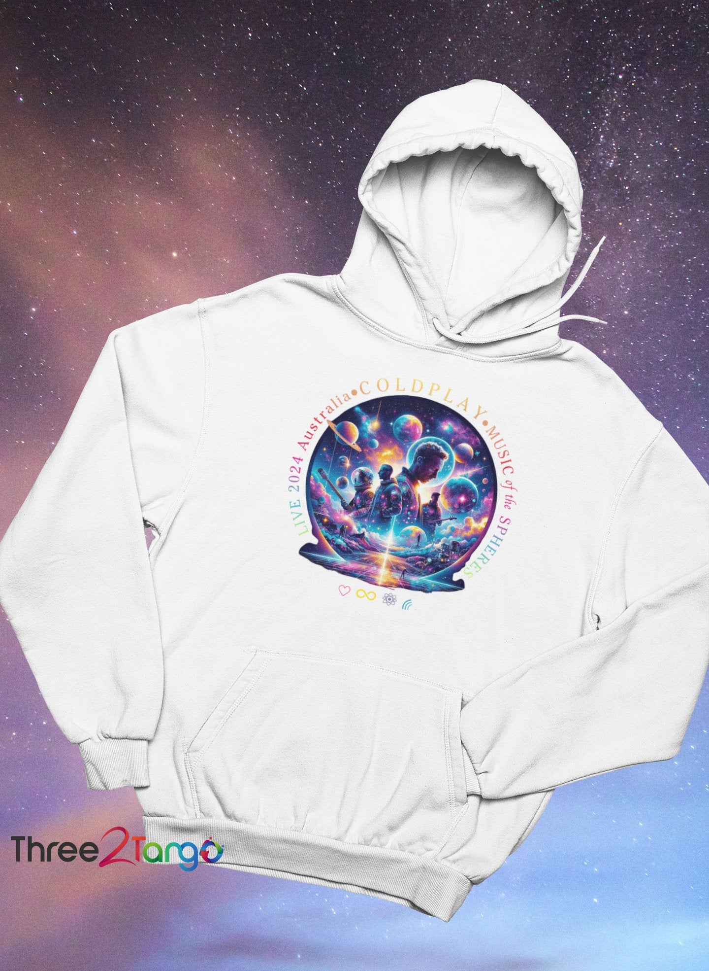 Coldplay Hoodie - Australia Tour 2024 - Cosmic Magic - Three2Tango Tee's