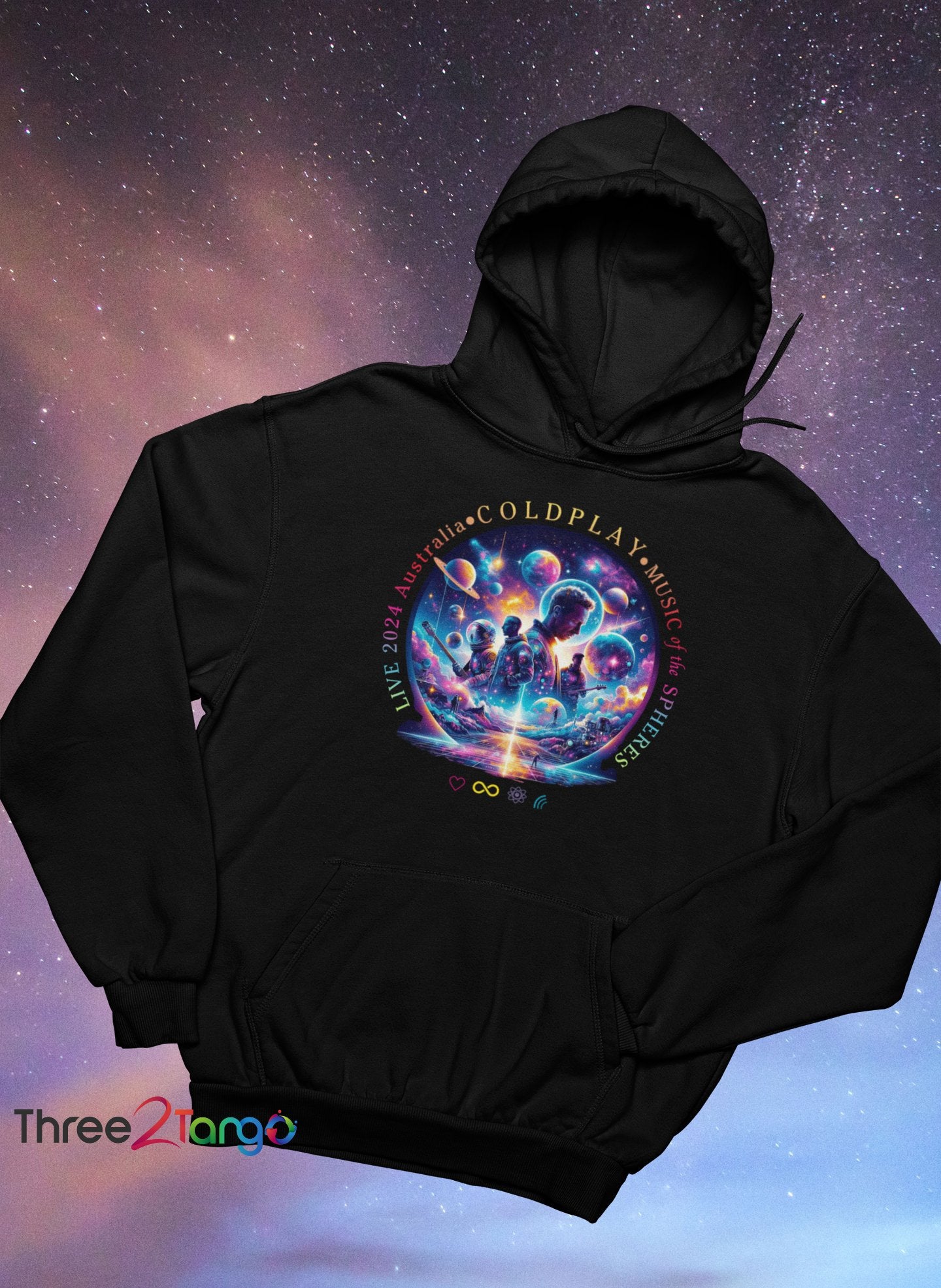 Coldplay Hoodie - Australia Tour 2024 - Cosmic Magic - Three2Tango Tee's