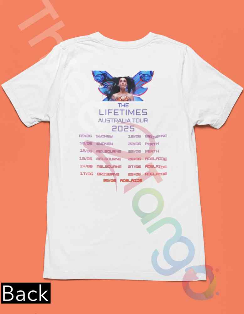 Katy Perry 2025 Australia Merch | The Lifetimes Tour Butterfly Tee - Three2Tango Tee's