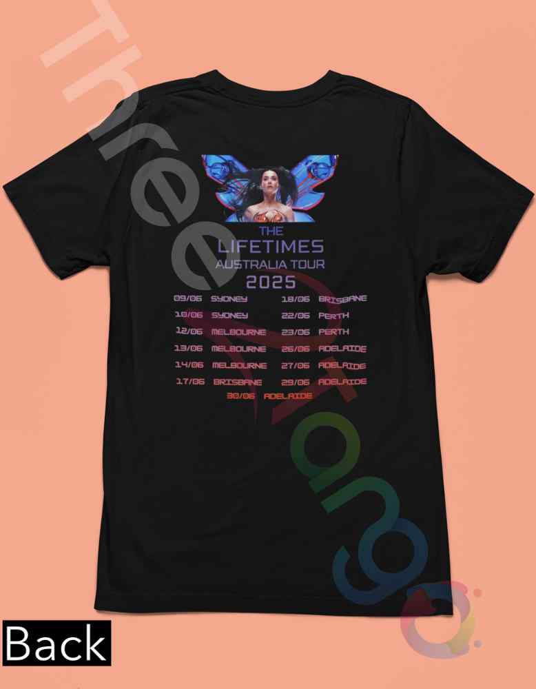 Katy Perry 2025 Australia Merch | The Lifetimes Tour Butterfly Tee - Three2Tango Tee's