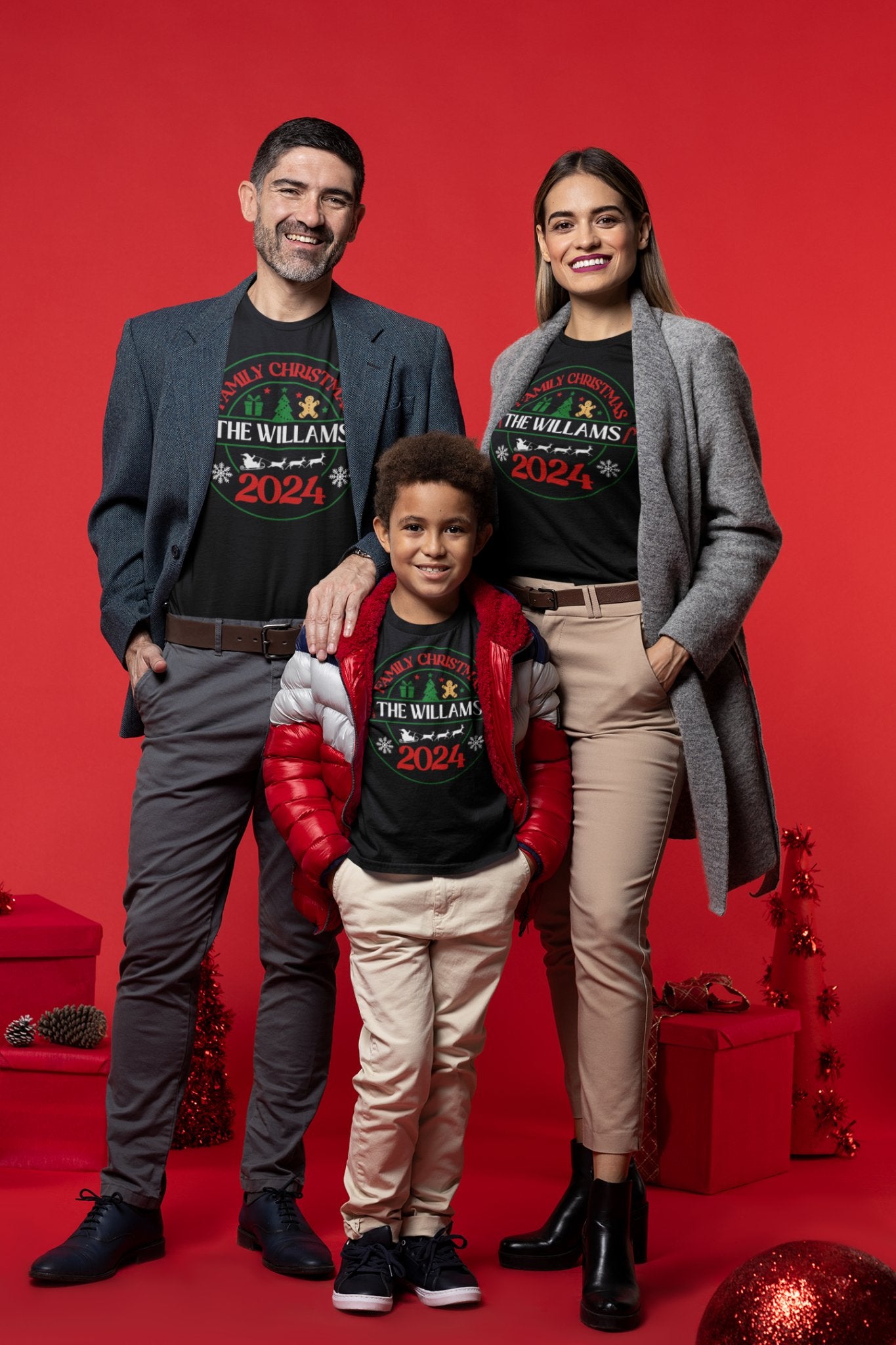 Matching Family Christmas Tshirt - Family Name - Three2Tango Tee's