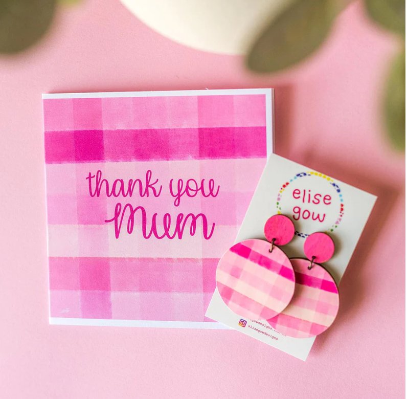 Mother's Day Card + Earring Combo - Pink Pop - Three2Tango Tee's