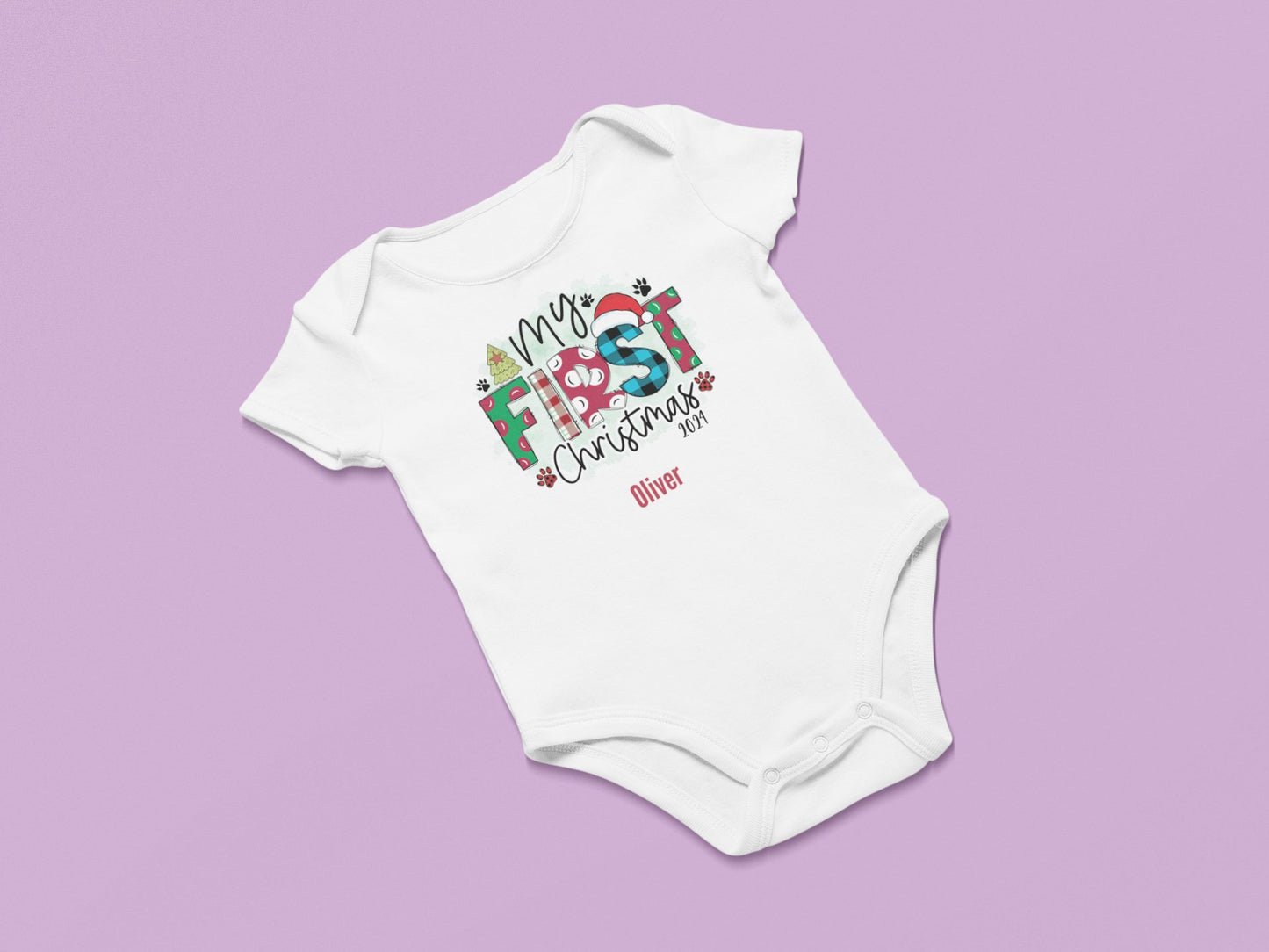 My First Christmas Baby Bodysuit 2024 - Xmas Spirit - Three2Tango Tee's