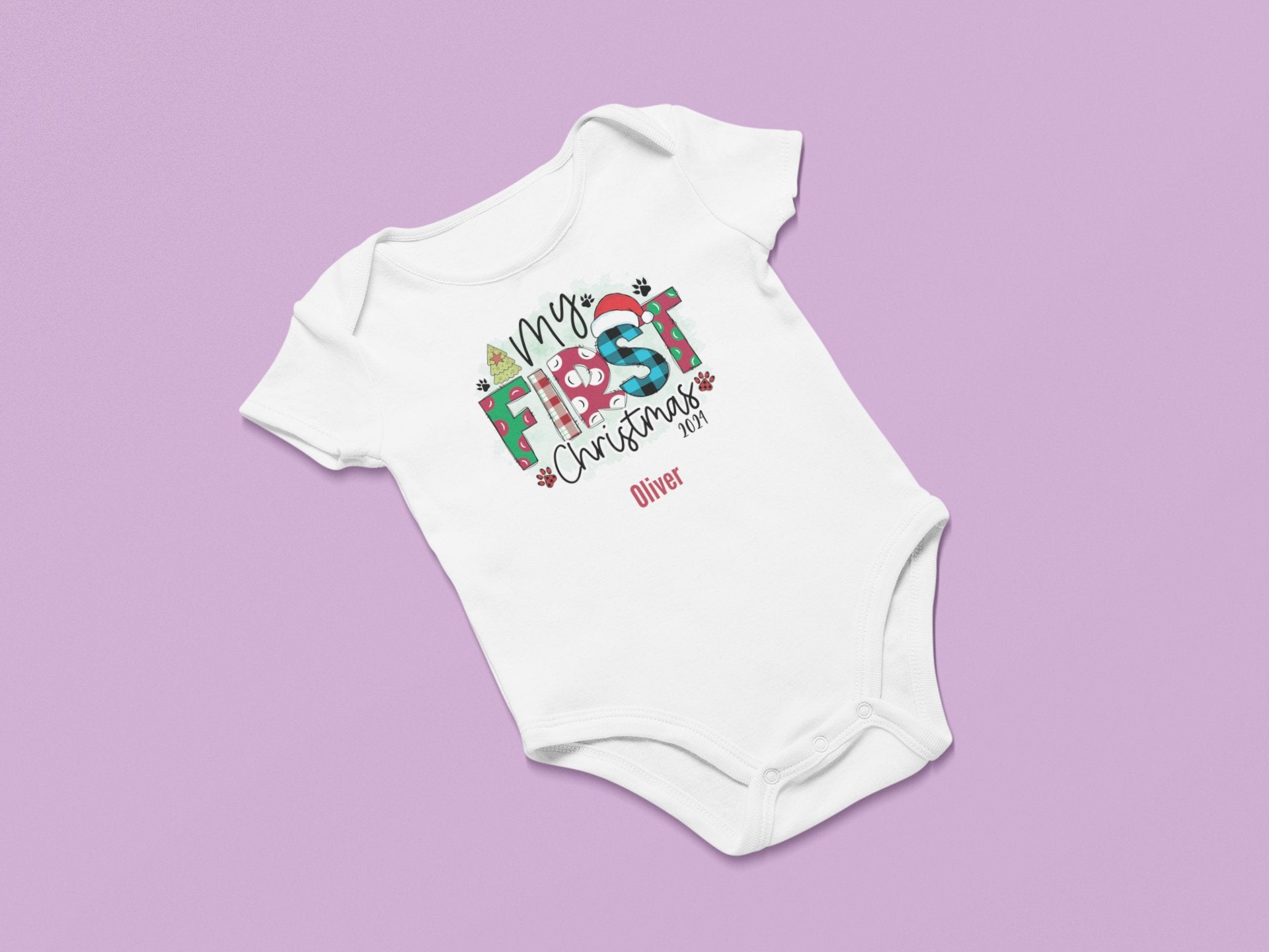 My First Christmas Baby Bodysuit 2024 - Xmas Spirit - Three2Tango Tee's