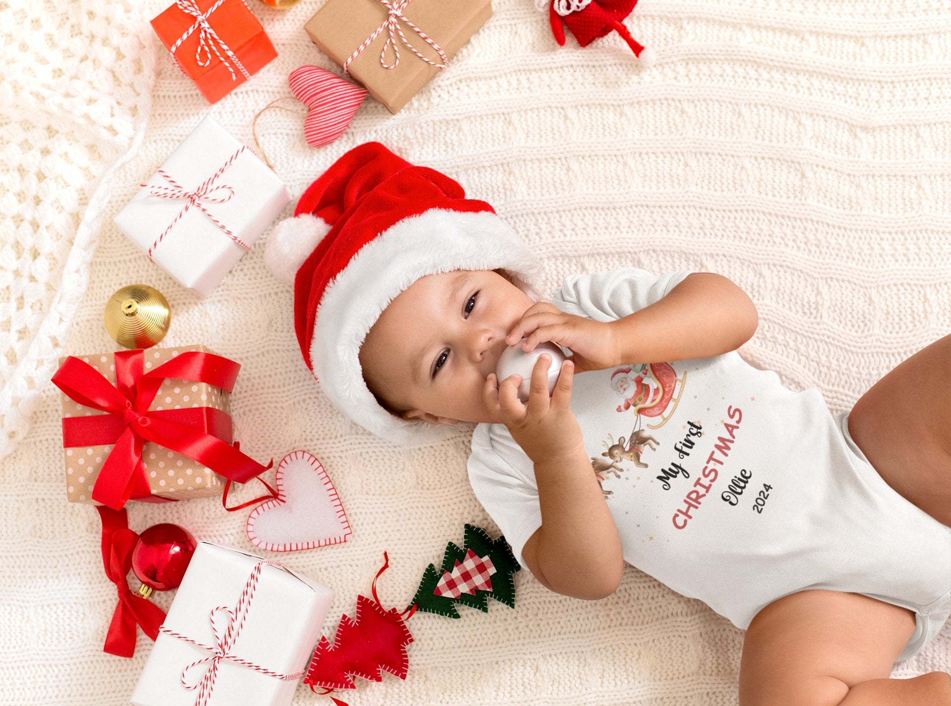 My First Christmas Baby Bodysuit - Personalized - Three2Tango Tee's