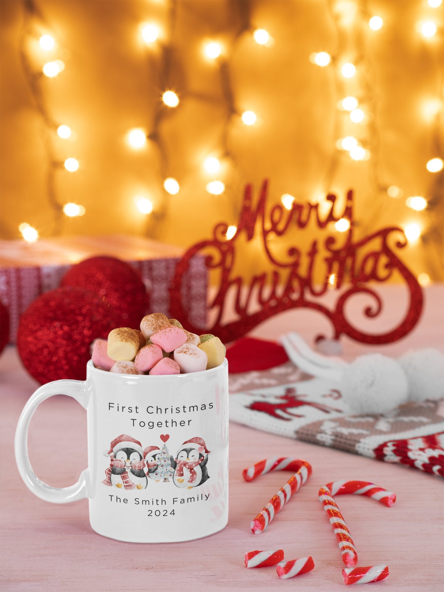 Personalized First Christmas Together Mug – Custom Family Name - Three2Tango Tee's