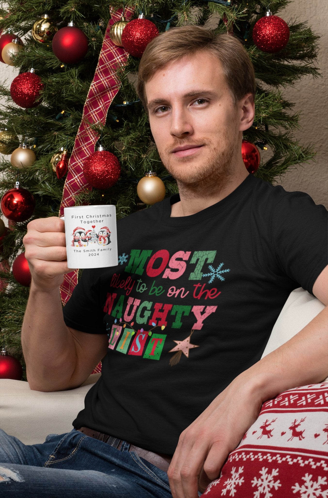 Personalized First Christmas Together Mug – Custom Family Name - Three2Tango Tee's