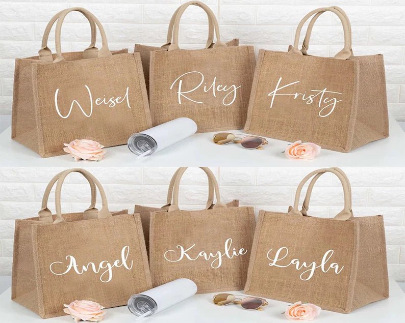 Personalized Jute Tote Bag - Customizable - Three2Tango Tee's