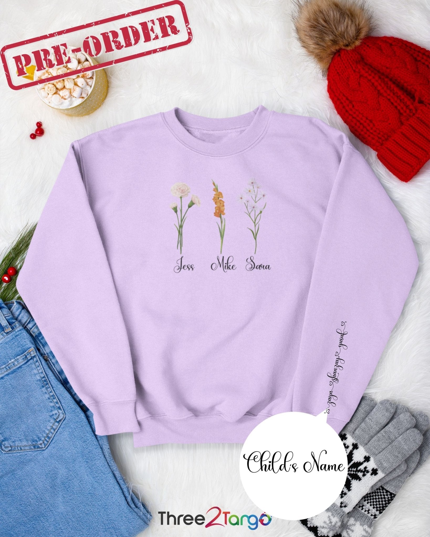 Custom Birth Month Flower Sweatshirt and Hoodie| Mother's Day Pre-Order - Three2Tango Tee's