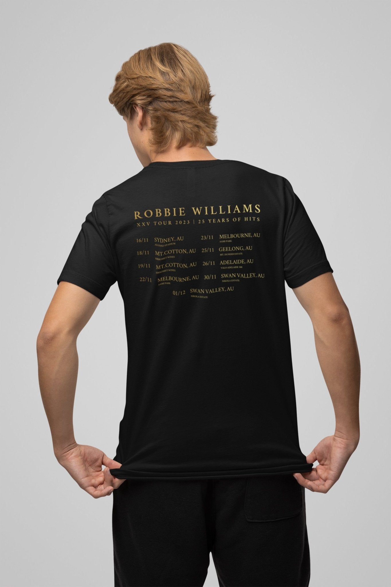 Golden Elegance - Robbie Williams XXV Tour 2023 T-Shirt - Three2Tango Tee's