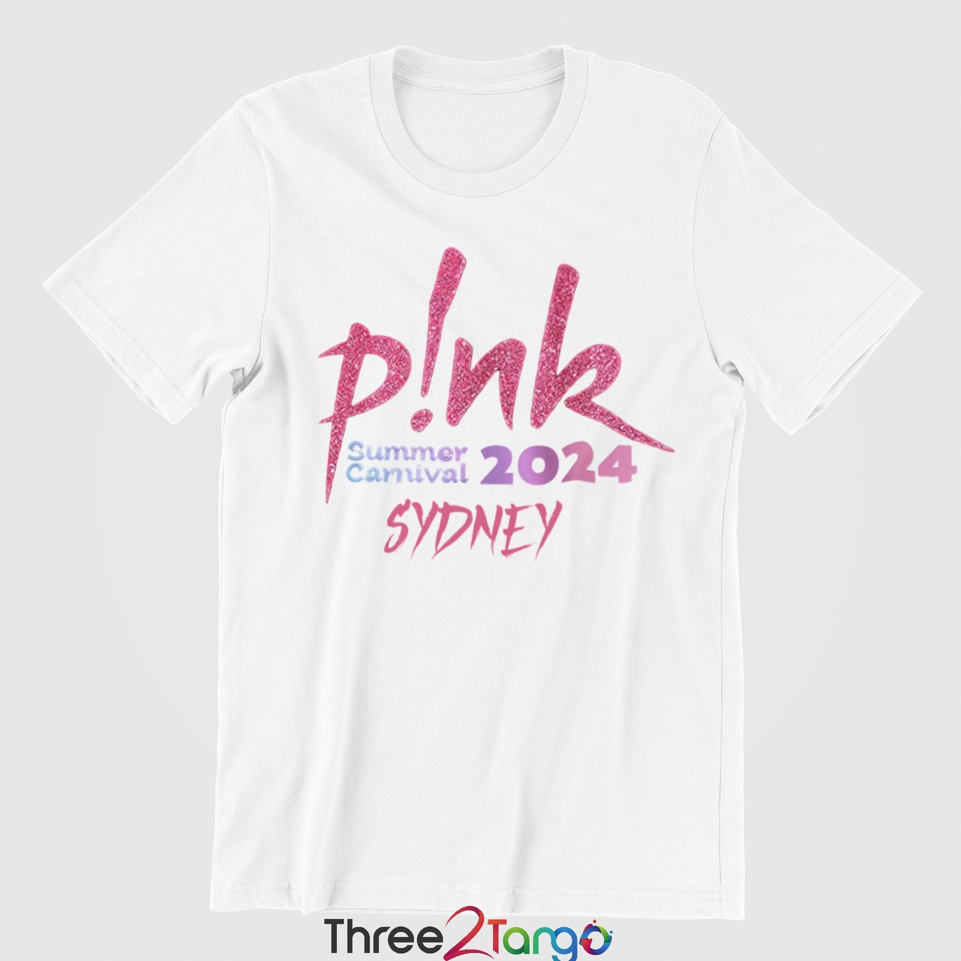 Pink Concert T-shirt - Summer Carnival 2024 Australia - Pink in the City - Three2Tango Tee's